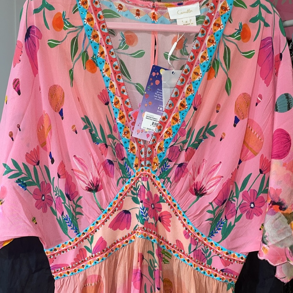💕SOLD💕Camilla Waisted Dress With Hem Ruffle Sister Sunset - Picture 10 of 13